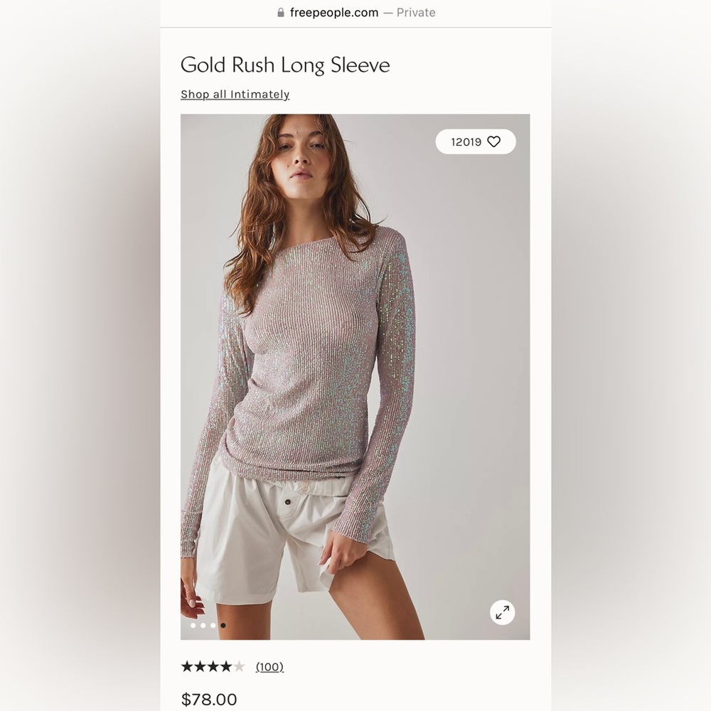 Free People Gold Rush Long Sleeve sequin top in Champagne Float